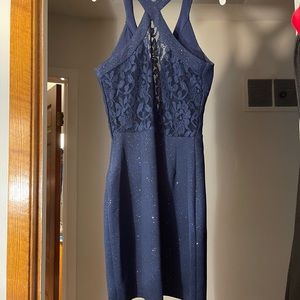 Navy blue homecoming dress.